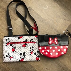 Minnie Mickey mouse cross body and handbag wristlet Disney travel bags adorable